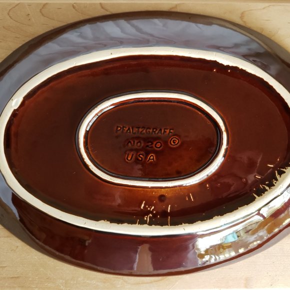 Pfaltzgraff USA Gourmet Brown Drip Oval Platter Serving Plate #20 Approx. 14" - Picture 5 of 5